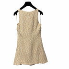 NWT Chanel 2019 Beige White Tweed Sequin Embellished Mini Dress Size 34 / US 2