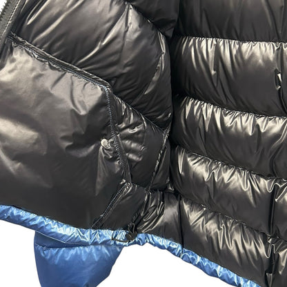 Moncler Glossy Blue Moselotte Padded Puffer Zip Up Hooded Jacket Womens 0