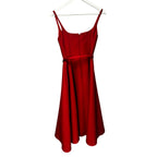 Christian Dior Paris Red Belted A Line Flare Sleeveless Midi Dress Womens US 2