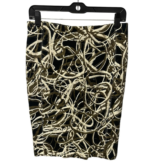 Byron Lars Black Green Cream Wool Blend Straight Fit Knee Skirt Womens Size 2