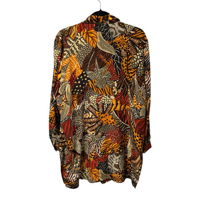 Vintage Diane Gilman 100% Silk Mixed Print Sequin Embellished Tunic Womens 1X