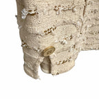 St. John Collection Neutral Tweed Boucle Knit Button Front Blazer Jacket Size 10