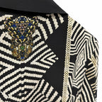 NWT Camilla Pure Silk Double Breasted Soft Jacket Black White Zebra Print Small