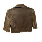 Susan Bender Cropped Leather Moto Jacket Dark Brown Womens Size 4 Neutral Grunge