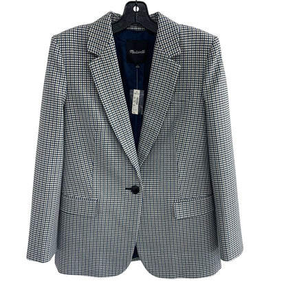 NWT Madewell The Kline Blazer Black Blue White Houndstooth Plaid Womens 0