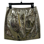 NWT Hunter Bell Cracked Metallic Gold Faux Leather Kaitlin Mini Skirt Womens 4