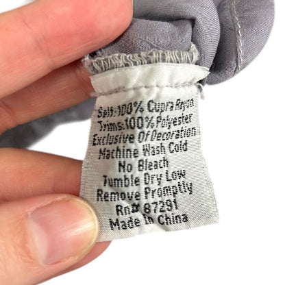 Johnny Was Gray Multicolor Floral Print 3/4 Sleeve Button Front Top Womens Small