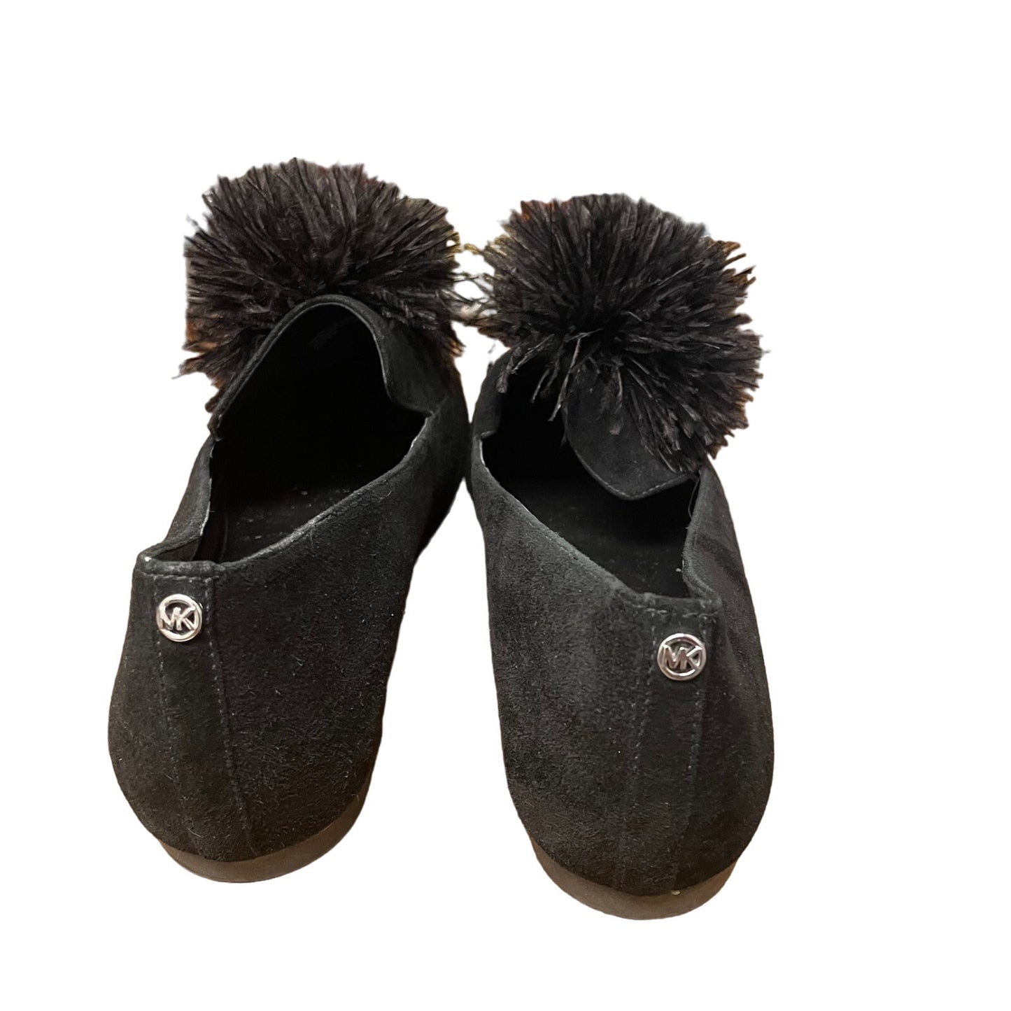 Michael Kors Black Leather Slip On Fara Pom Pom Loafers Womens 10