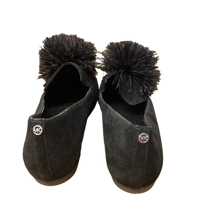 Michael Kors Black Leather Slip On Fara Pom Pom Loafers Womens 10