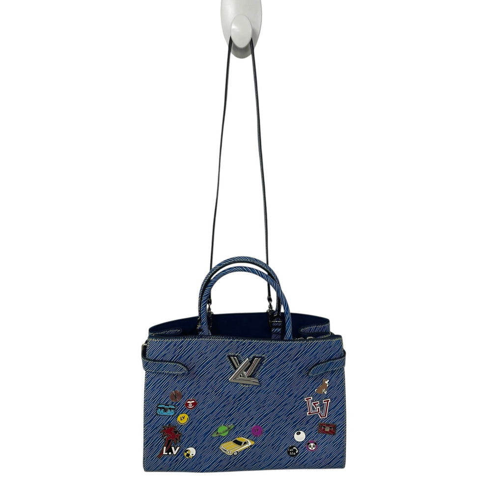 Louis Vuitton 2017 Twist Tote Limited Edition Pin Embellished Blue Epi Leather