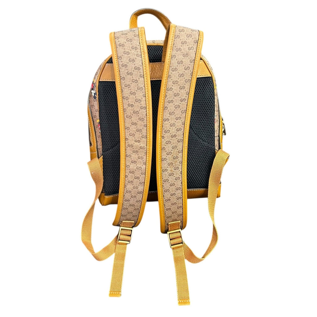 Gucci x Disney Tan Brown GG Supreme Mickey Mouse Dome Backpack