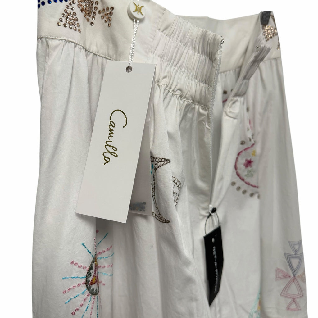 NWT Camilla Living In Colour High Waisted Tiered Maxi Skirt Hand Embroidered XS