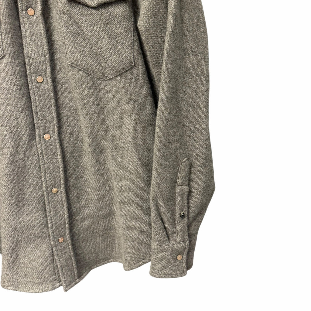 NWT God's True Cashmere Grey Cashmere Shirt Rose Quartz Snap Button Up Size XS