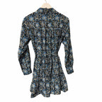 Apiece Apart Long Sleeve Shirt Dress Black Blue Yellow Floral Print Size Small