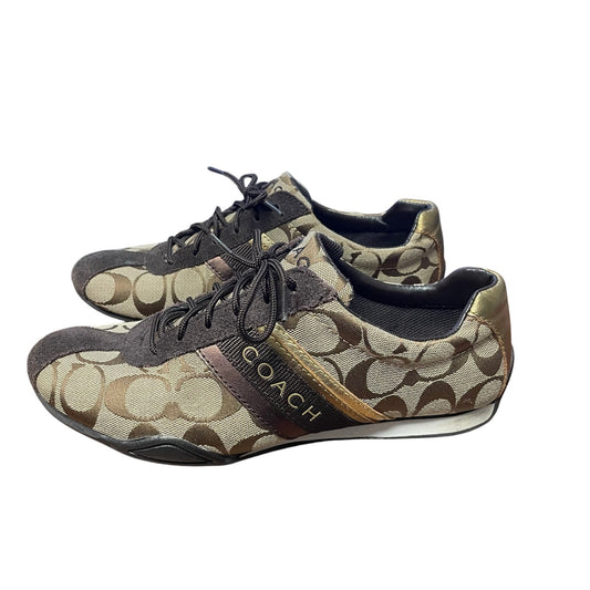 Coach Signature Canvas Logo Print Suede Trim Lace Up Jayme Sneaker Brown 7.5