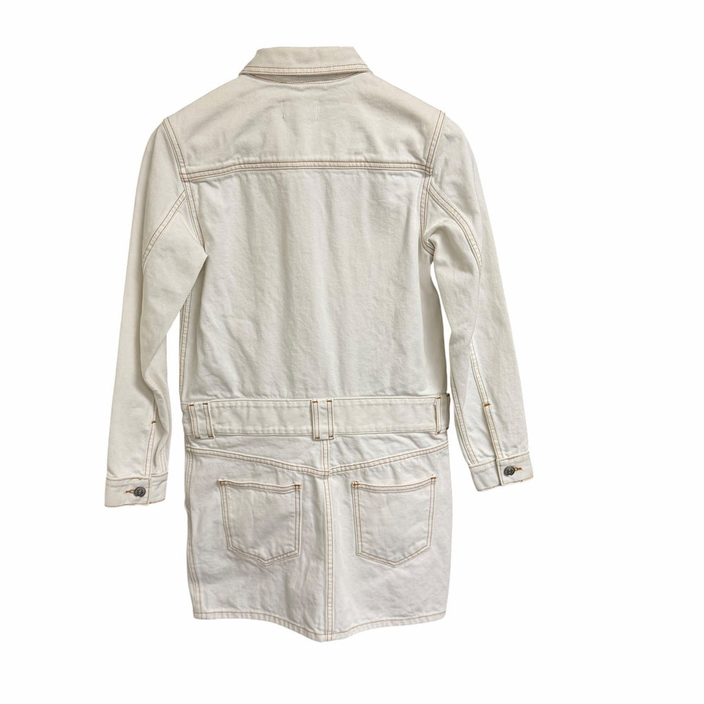 NWT Ganni Bright White Denim Jacket Dress Size 34 / US 2 Casual Western Utility