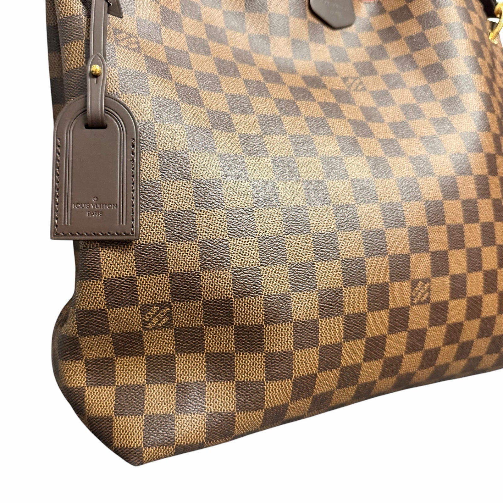 Louis Vuitton Damier Ebene Graceful Hobo PM Handbag Brown Logo Red Lining