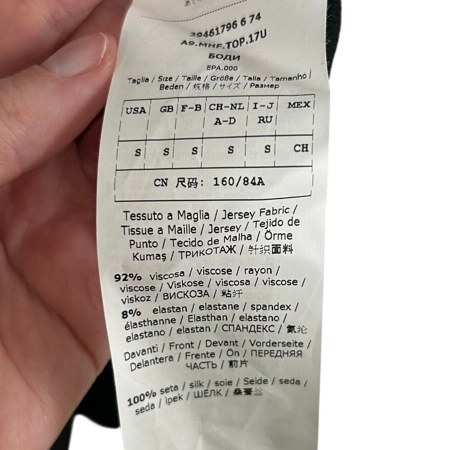 NWT Max Mara Leisure Black Zaira Knit Asymmetric Hem Blouse Womens US Small