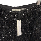 NWT Alice + Olivia Conry Sequin Cuff Short Black High Rise Womens Size 0