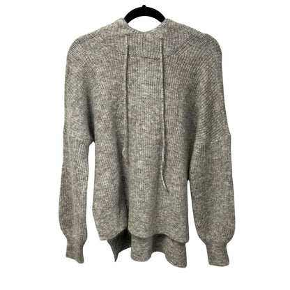 NWT Ganni Gray Mohair Wool Blend Callahan Knit Pullover Hoodie Womens Small