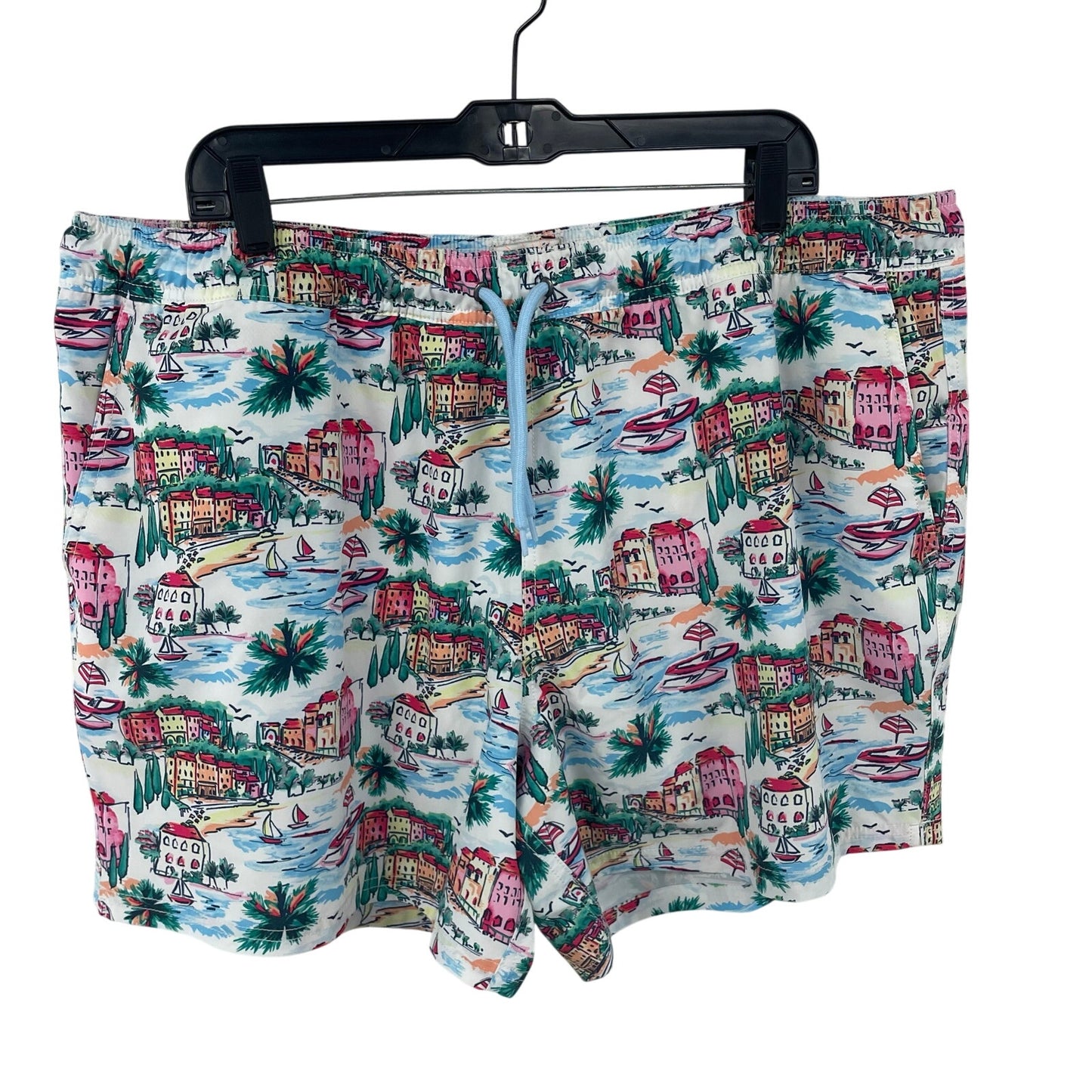 J. Crew Flex Swimwear Trunks Multicolor City Scene Print Mens Size XXL