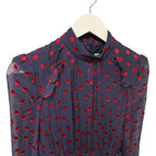 NWT Saloni Jacqui B Dress Navy Bright Rouge Polka Dot Womens Size 2