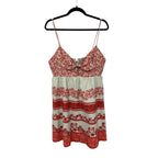 Alice + Olivia Red Cream Printed Melvina Bow Detail Mini Dress Womens 14