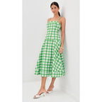 NWT Rosie Assoulin Green Picnic Embroiderd Gingham Drop Me a Note Dress Womens 2