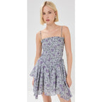 NWT Isabel Marant Etoile Anka Shirred Convertible Mini Dress Ecru Lilac US 4