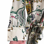 NWT Tory Burch Silk Happy Times Shift Dress Ivory Floral Long Sleeve Womens 12