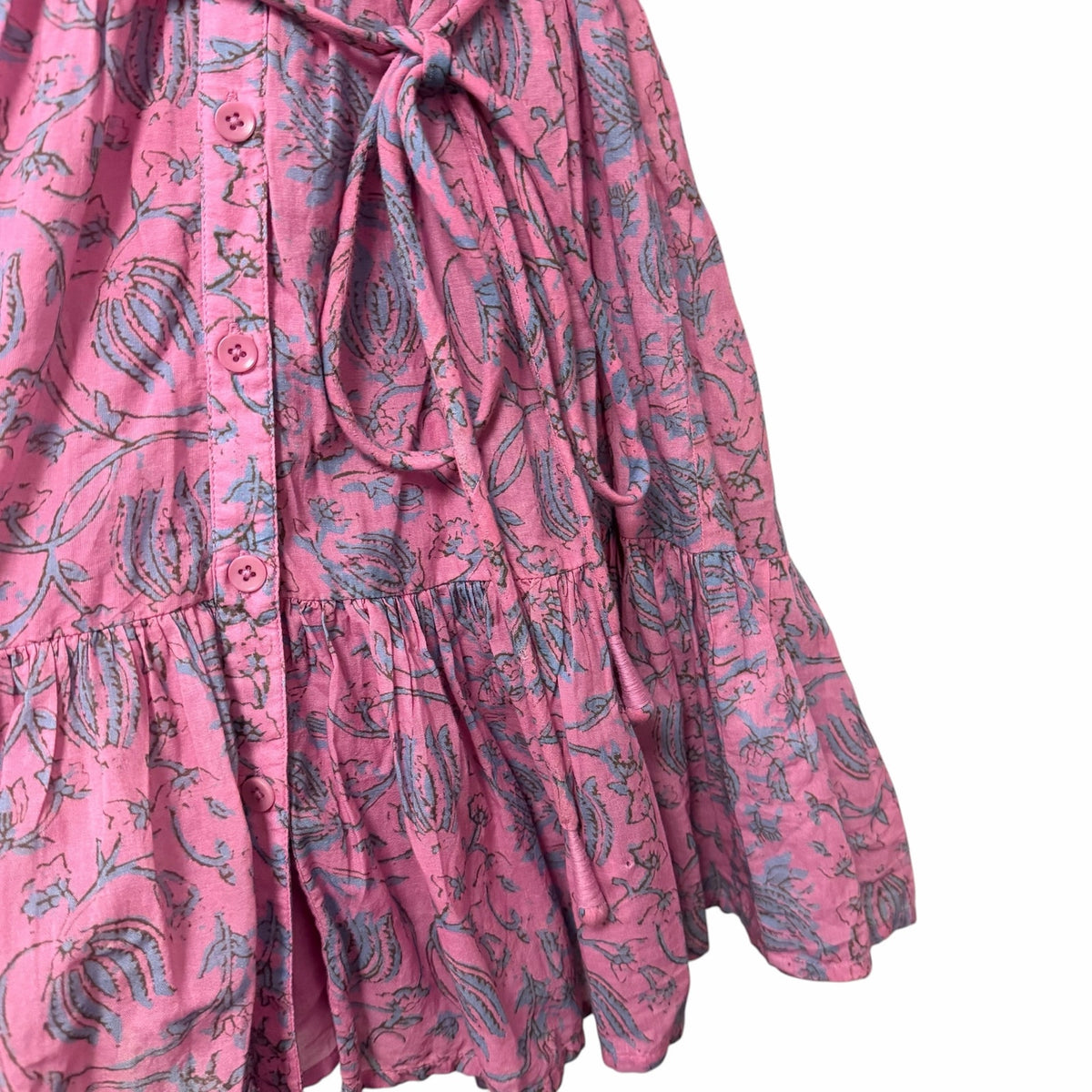 Apiece Apart Mini Mitte Dress Sunfaded Floral Pink Blue Organic Cotton Small