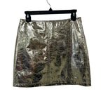 NWT Hunter Bell Cracked Metallic Gold Faux Leather Kaitlin Mini Skirt Womens 4