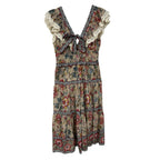 Sea New York Tess Vintage Floral Print Ruffled Cotton Midi Dress Womens 14