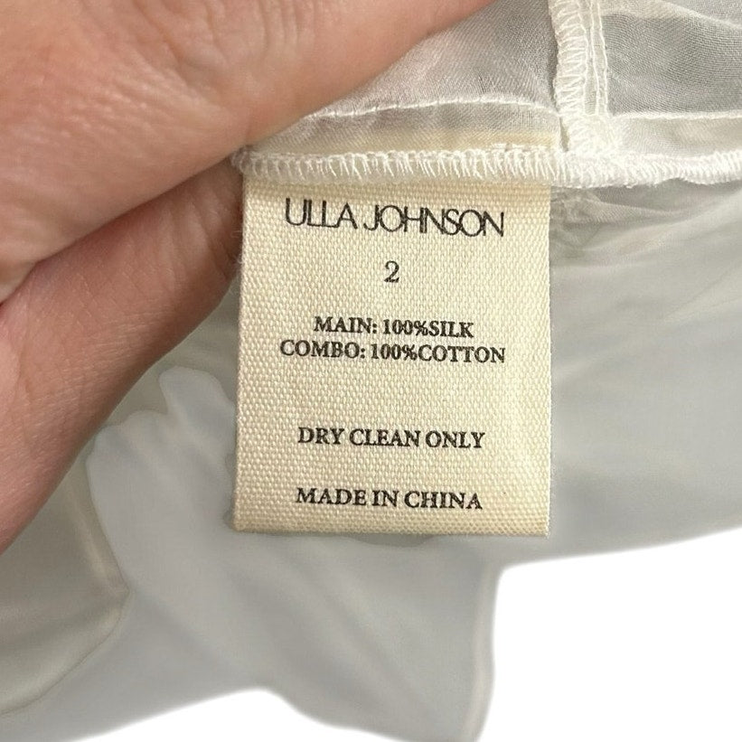 NWT Ulla Johnson Handmade Pearled Ivory Crochet Aliya Organza Blouse Womens 2