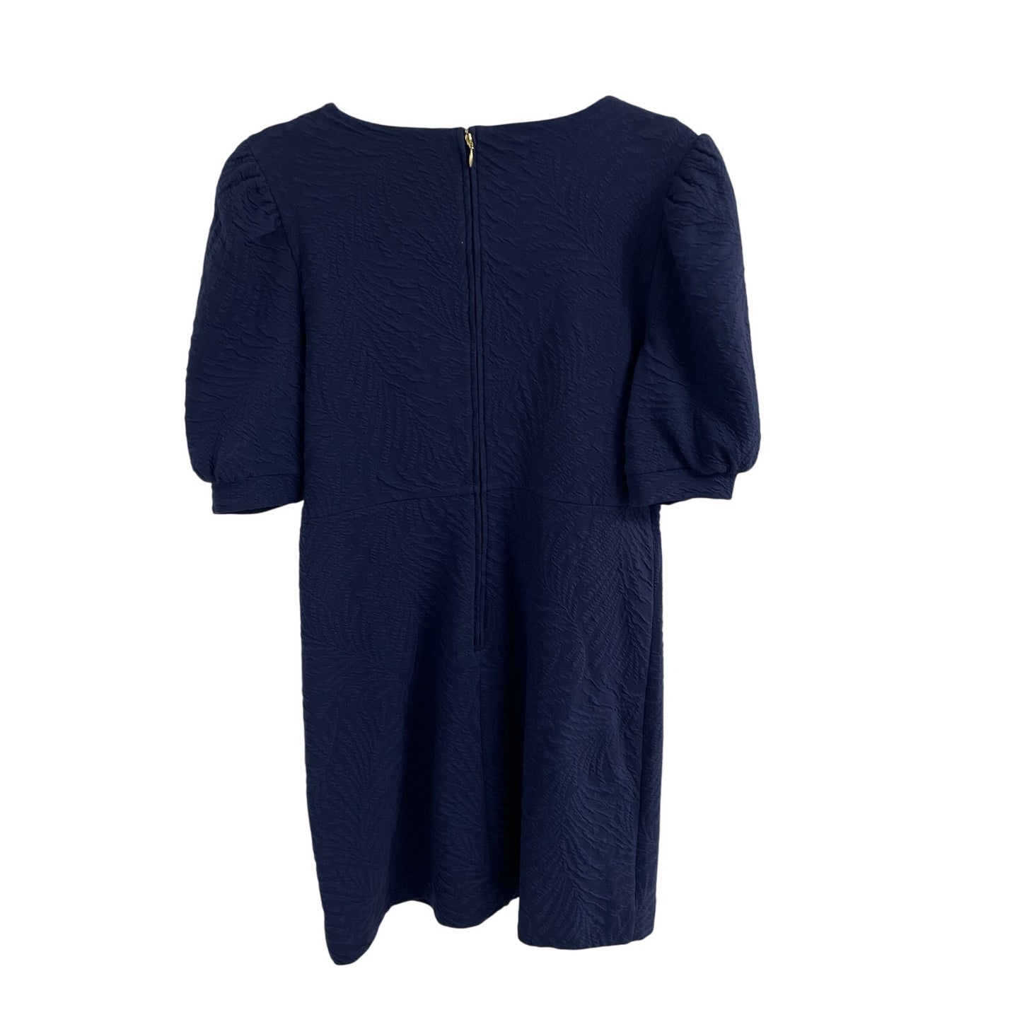 Lilly Pulitzer Kiely Puff Sleeve Jacquard Dress In True Navy Leafy Knit Large