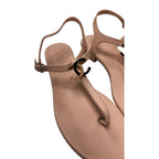 Chanel Blush Pink Interlocking CC Logo Leather T-Strap Sandals Womens 39 / US 9