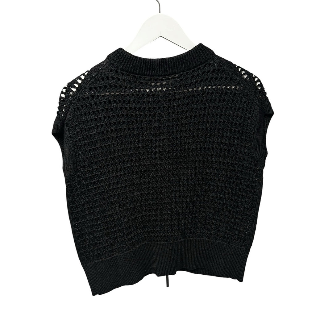 NWT Lafayette 148 Black Knit Sleeveless Front Zip Sweater Womens XXS