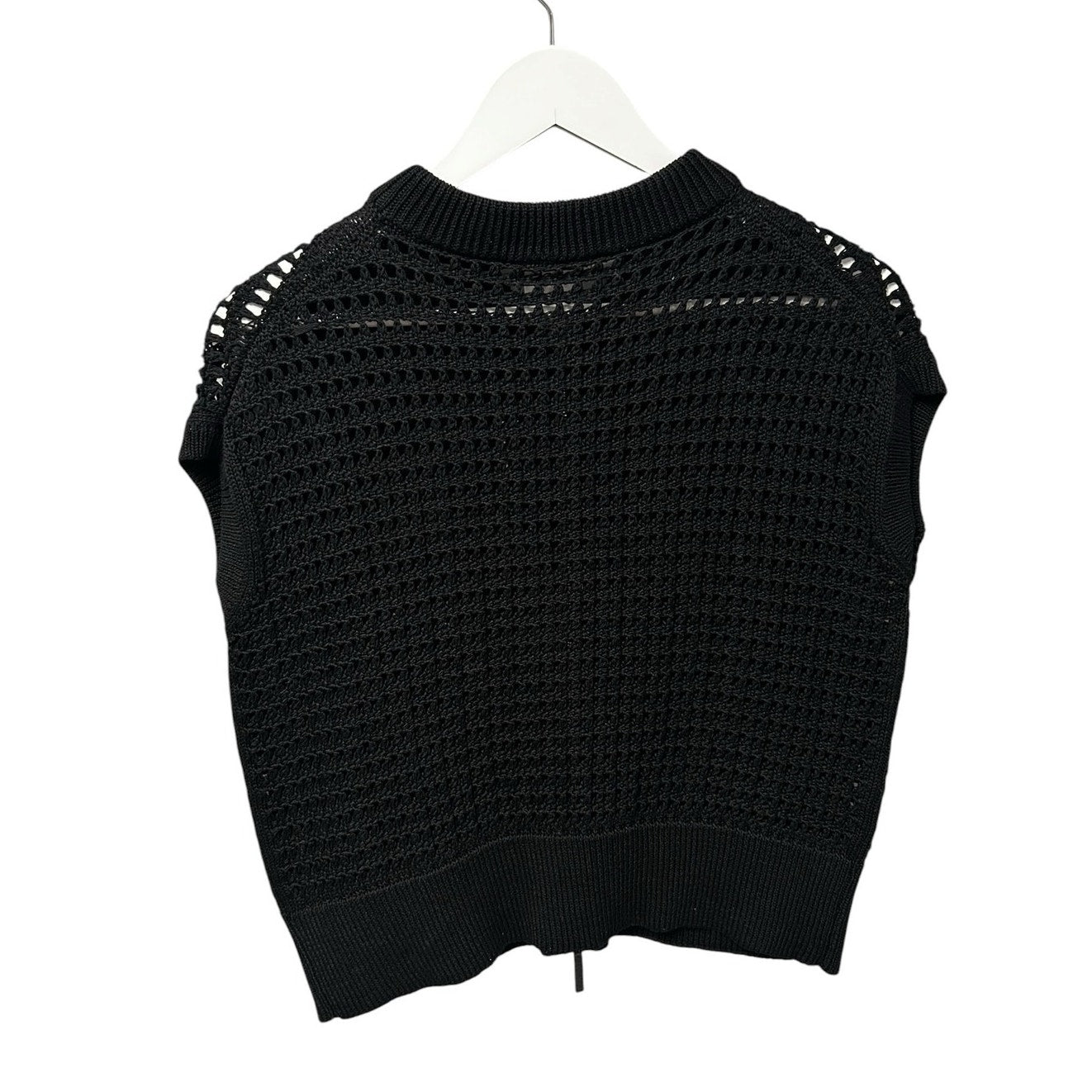 NWT Lafayette 148 Black Knit Sleeveless Front Zip Sweater Womens XXS