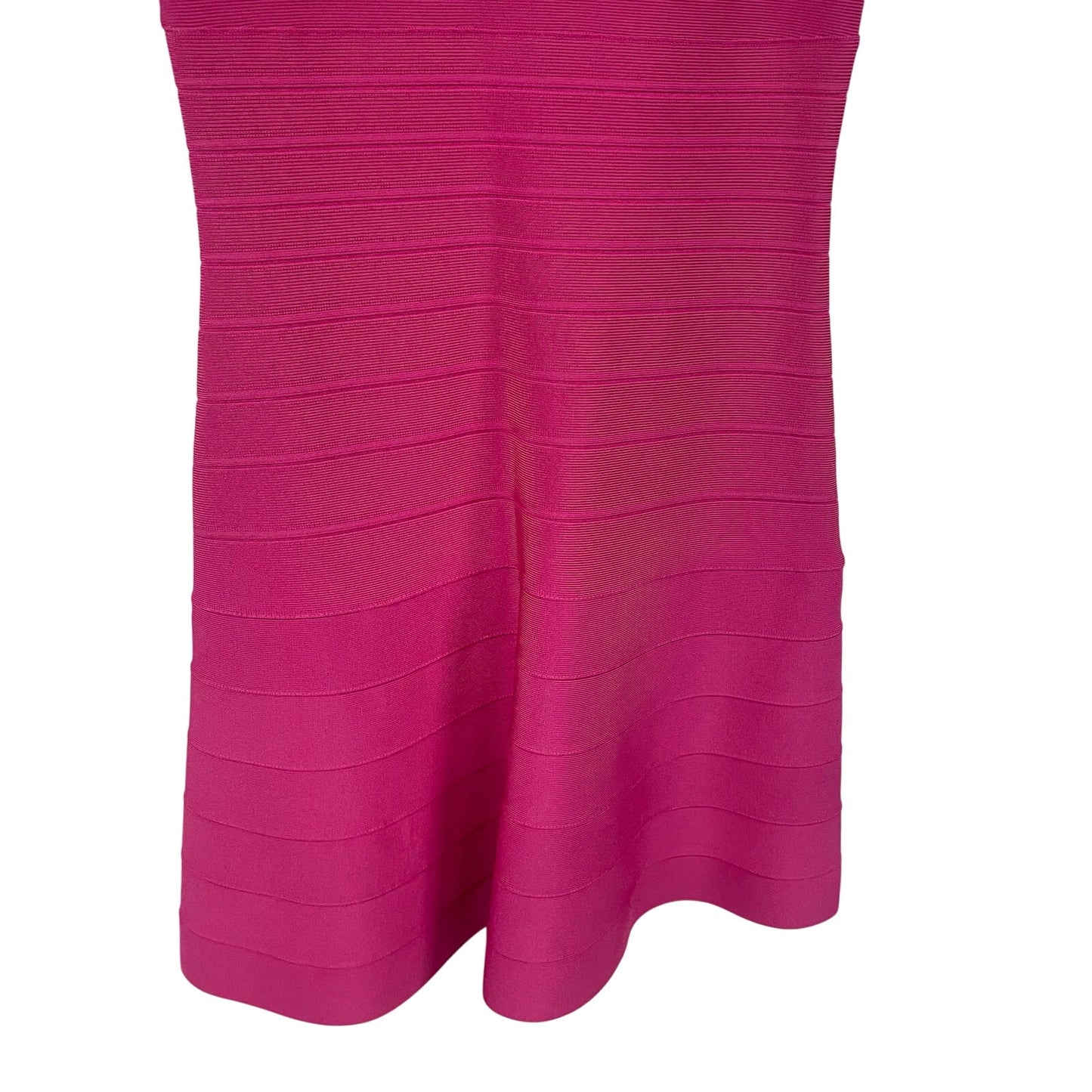 Herve Leger Paris Sleeveless Fit and Flare Scoop Neck Bandage Dress Pink Medium
