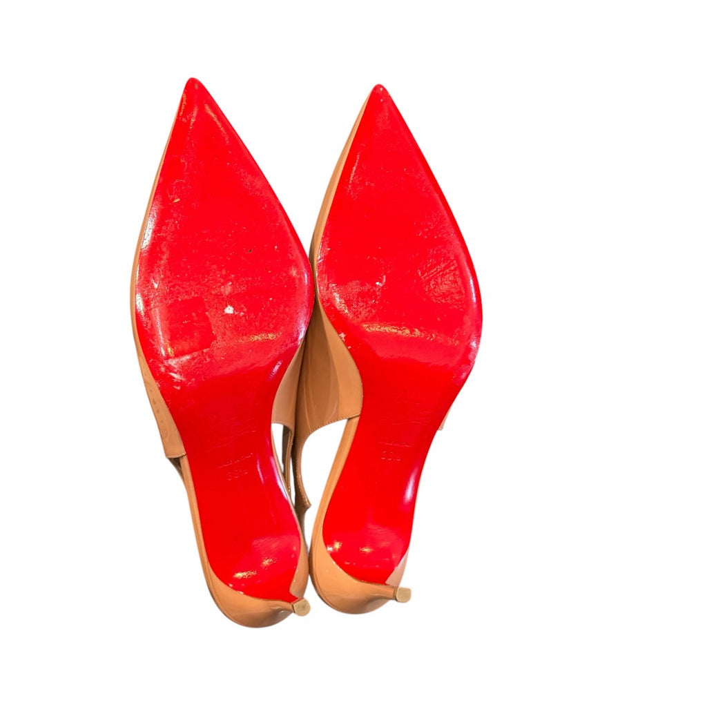 Christian Louboutin Hot Chick Sling Heel Patent Leather Blush Size 38.5 / US 8.5