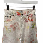 Gabriela Hearst Amoret Printed Linen Barrel-Leg Jeans Multi White Floral Size 24