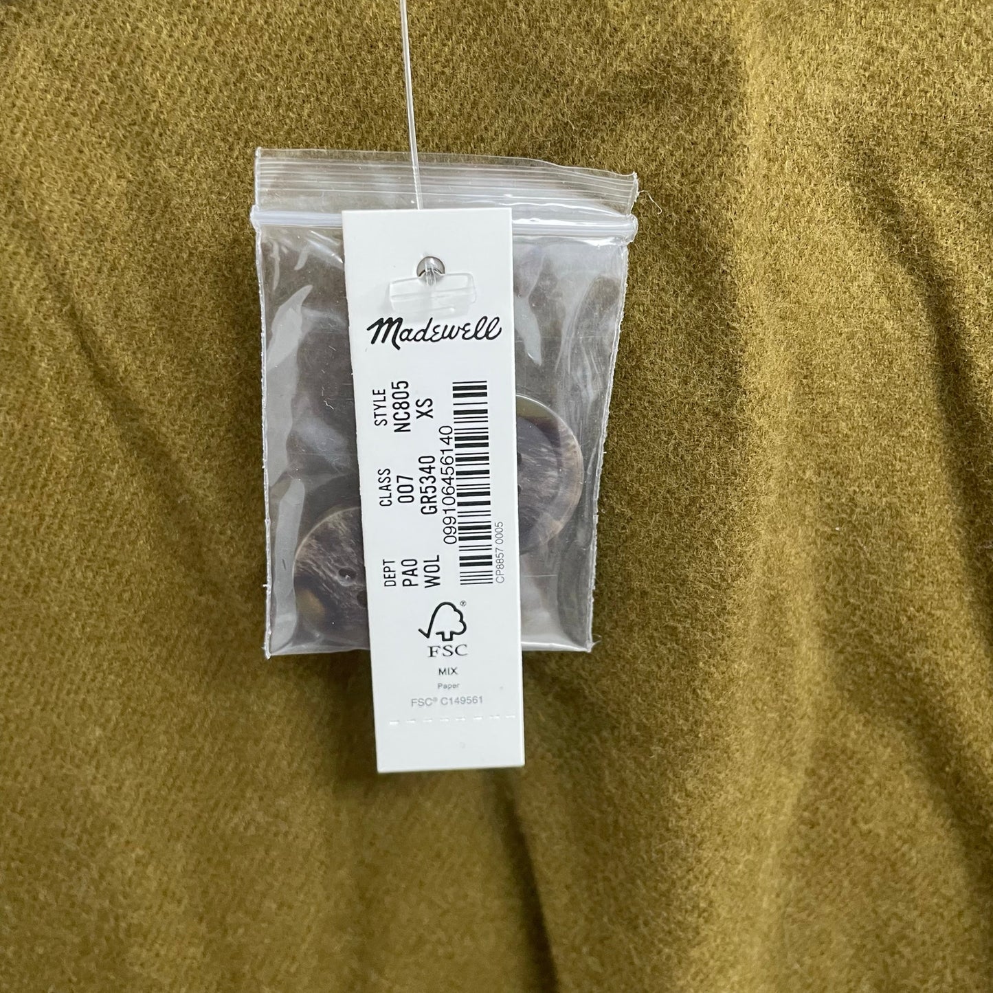 NWT Madewell Flannel Button Back Peplum Top in Weathered Olive Womens XS