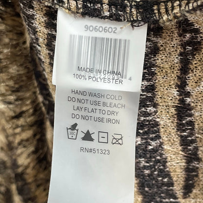 Vince Camuto Eyelash Knit Zebra Print Mock Neck Sweater Tan Brown Womens Medium