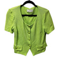 Vintage St. John Collection by Marie Gray Lime Green Short Sleeve Knit Jacket 8
