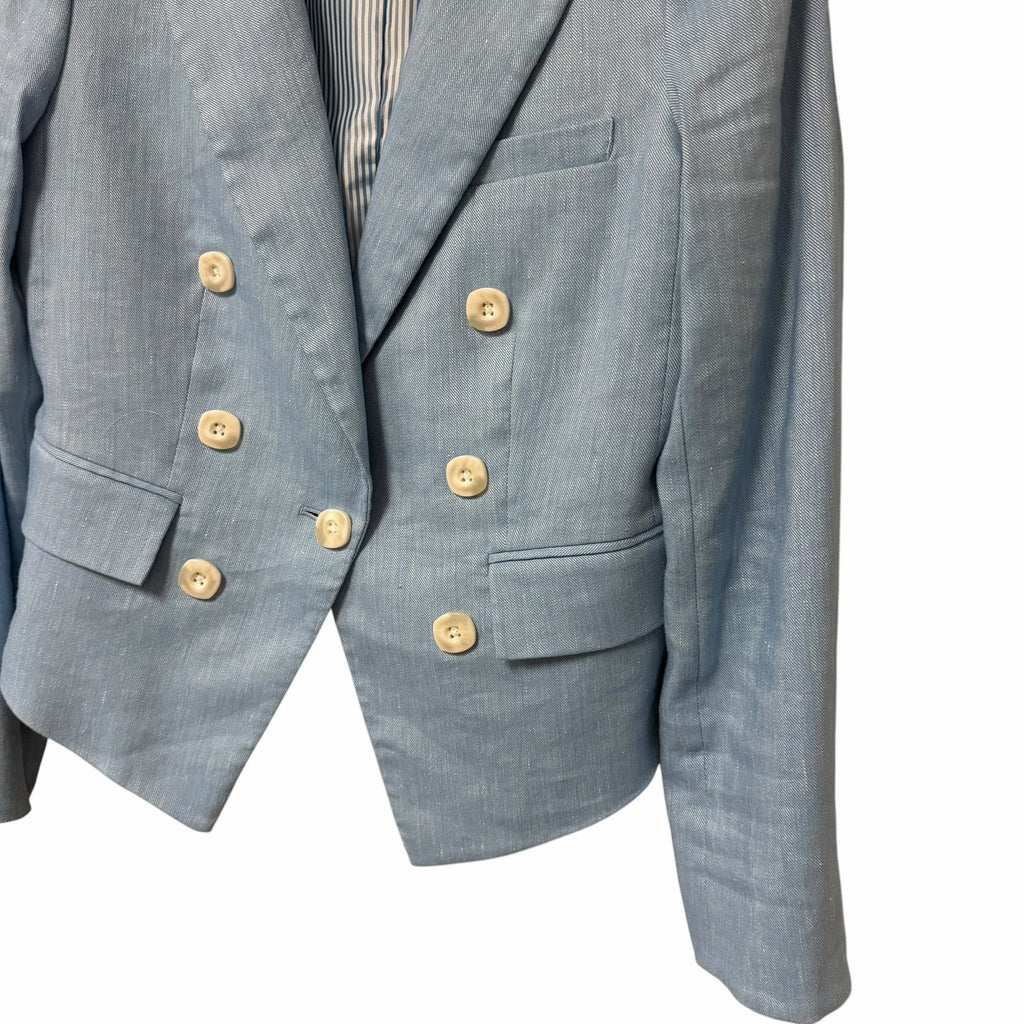 Veronica Beard Diego Dickey Linen Blend Blazer Jacket Light Blue Womens 4
