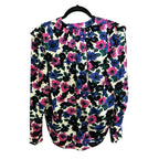 Veronica Beard Blue Pink Multicolor Buzio Floral Stretch Silk Top Womens 4
