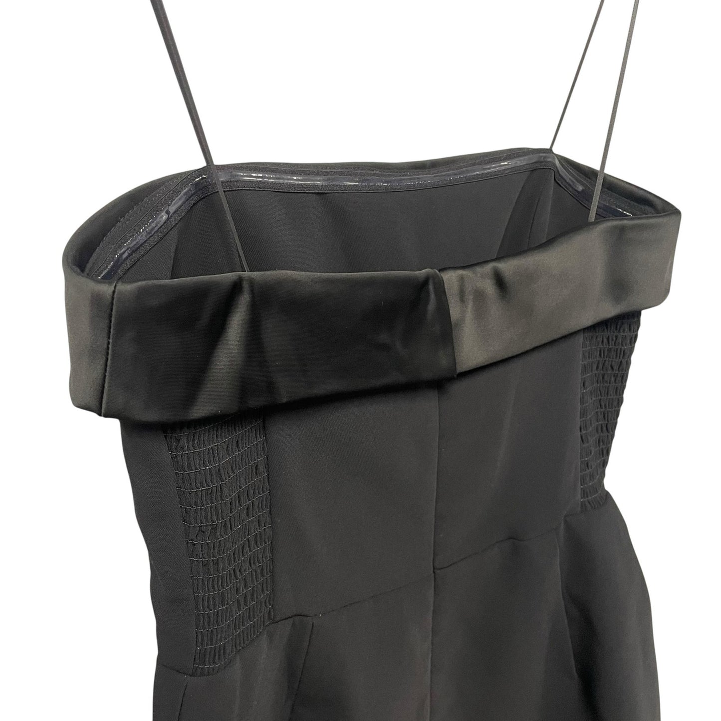 NWT Amanda Uprichard Lucienne Skort Romper Black Satin Trim Strapless Size Small