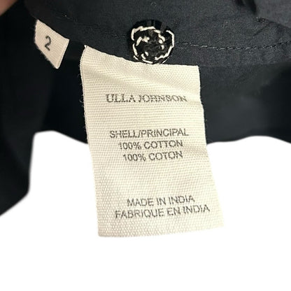 Ulla Johnson Black Beaded Trim Cotton Short Puff Sleeve Boden Top Womens Size 2