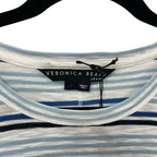 NWT Veronica Beard Jeans Marine Multi Dree Striped Muscle T-Shirt Womens Large