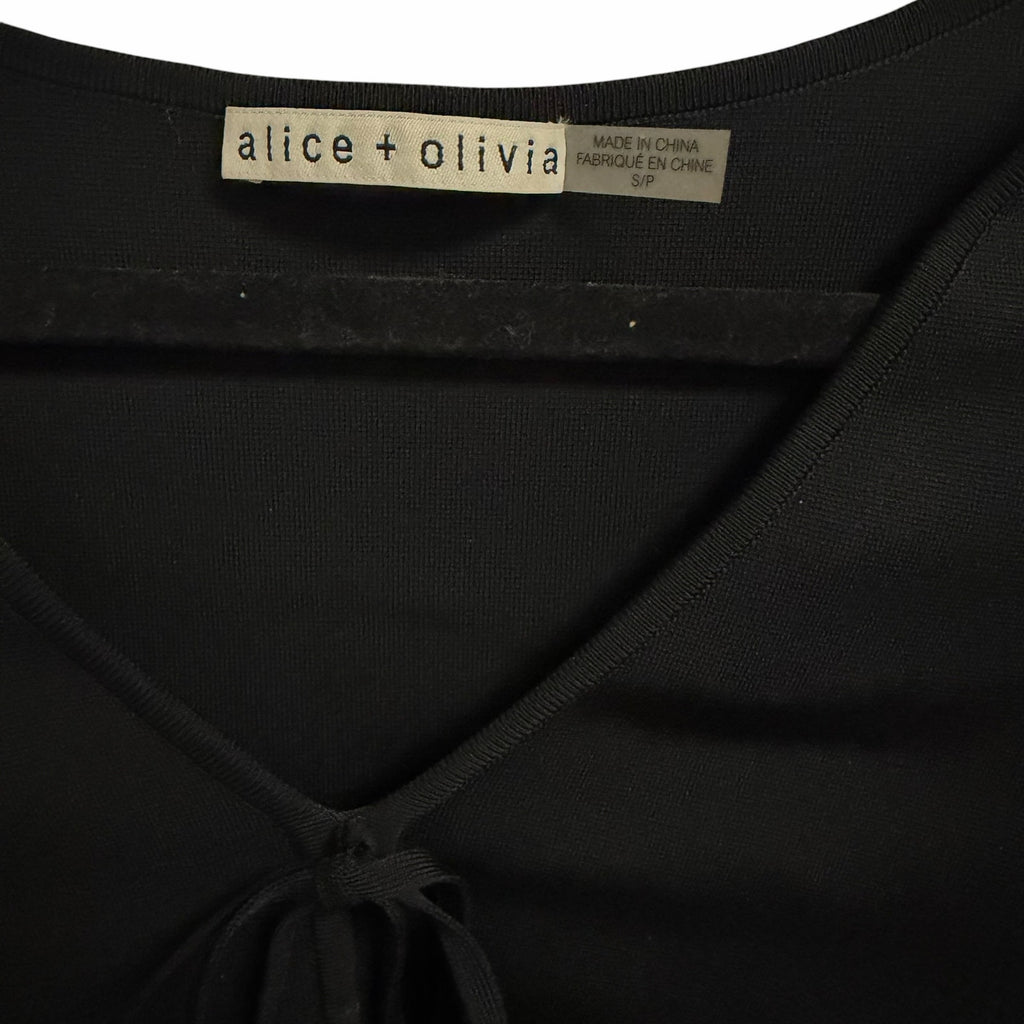 Alice + Olivia Sharee Cropped Pullover Black Tie Up Front Womens Size Small